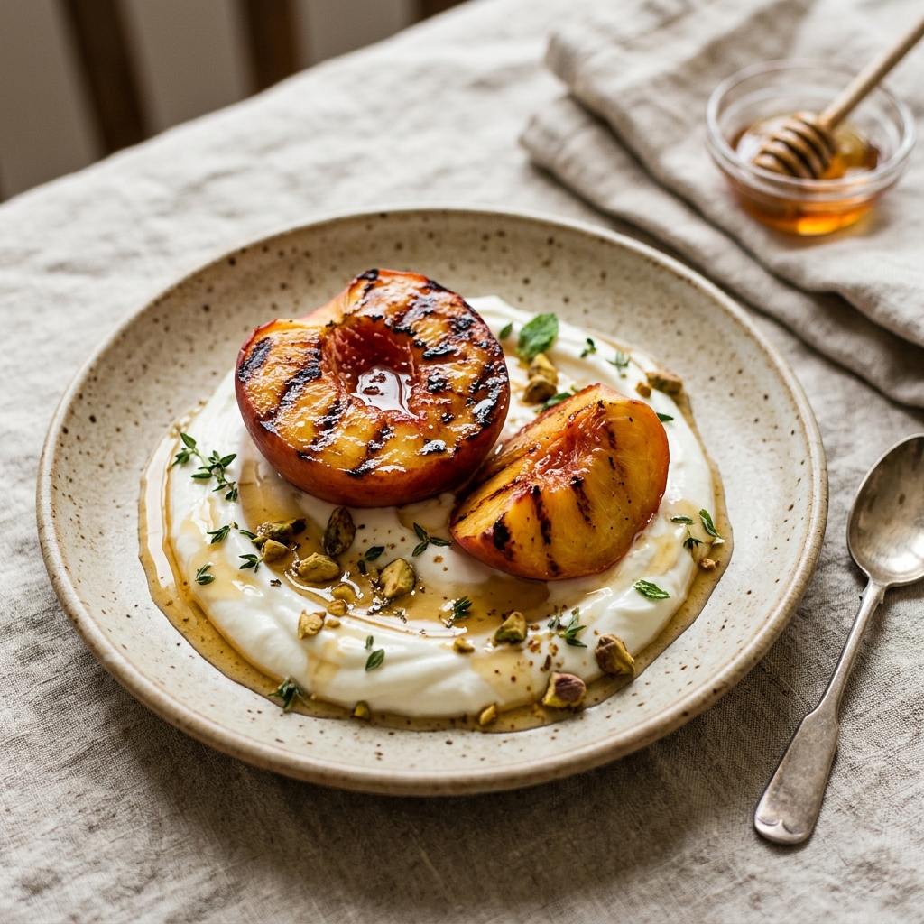 Grilled Peaches with Greek Yogurt Honey
