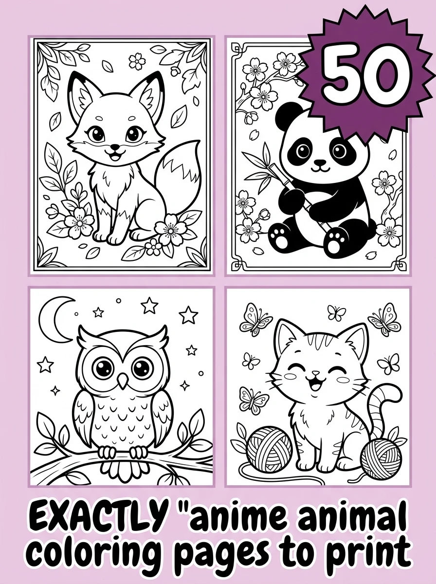 anime animal coloring pages to print