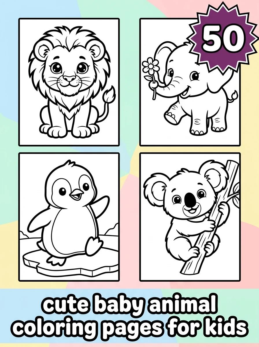 cute baby animal coloring pages for kids
