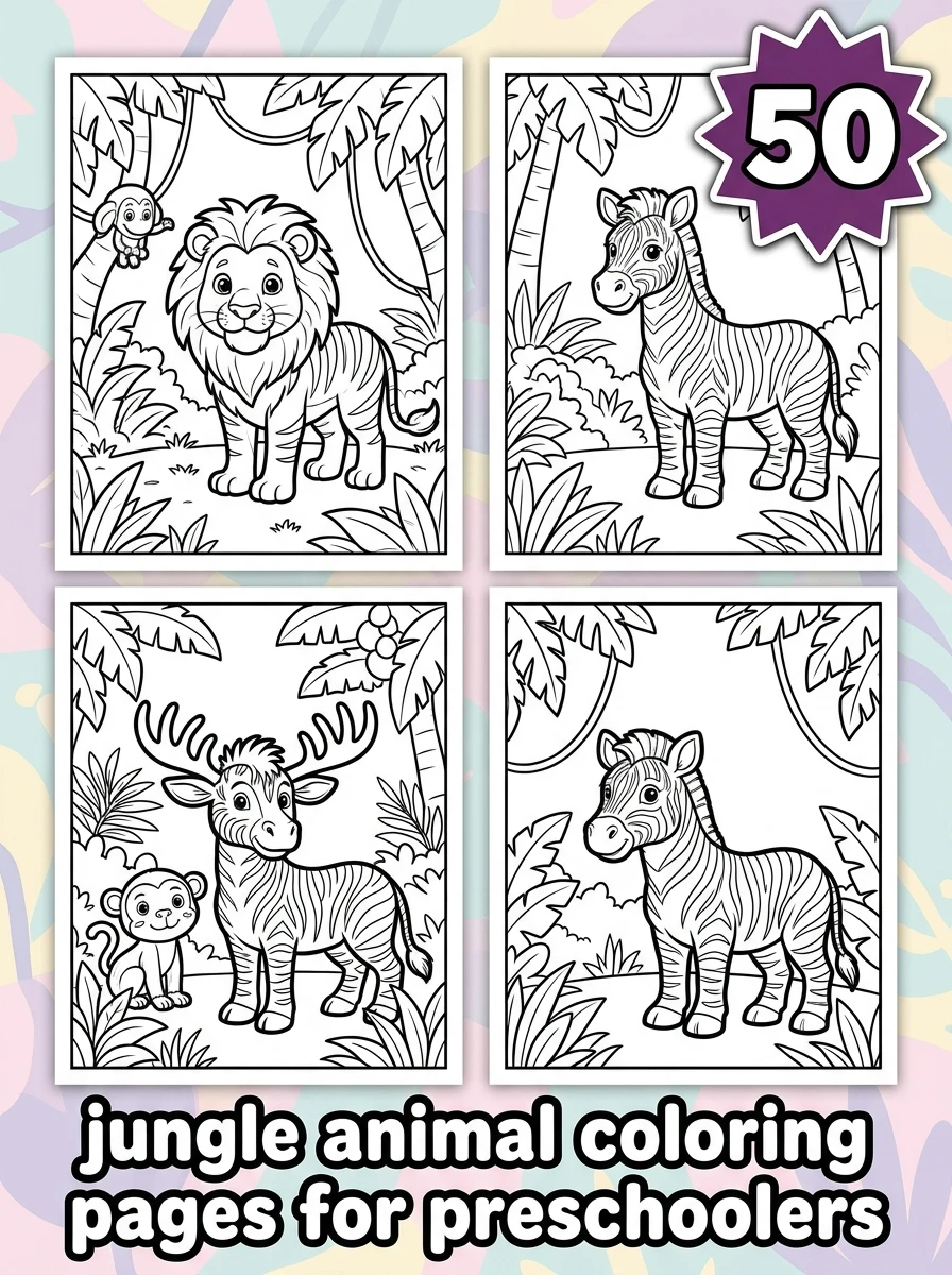 jungle animal coloring pages for preschoolers