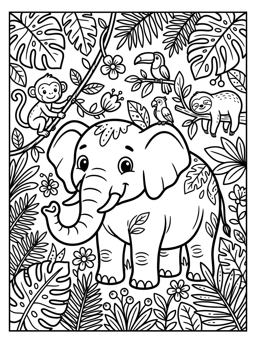jungle animal coloring pages for preschoolers coloring page 1