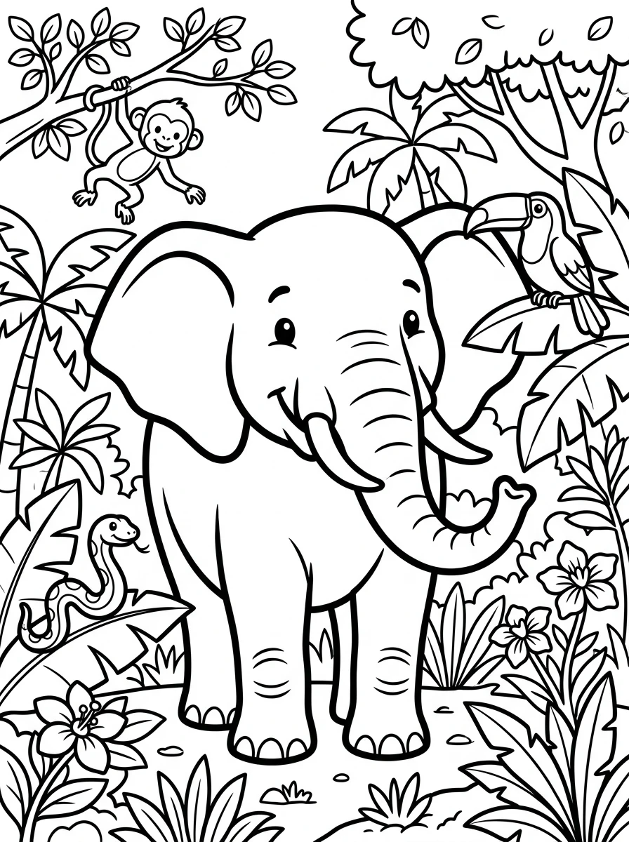 jungle animal coloring pages for preschoolers coloring page 2