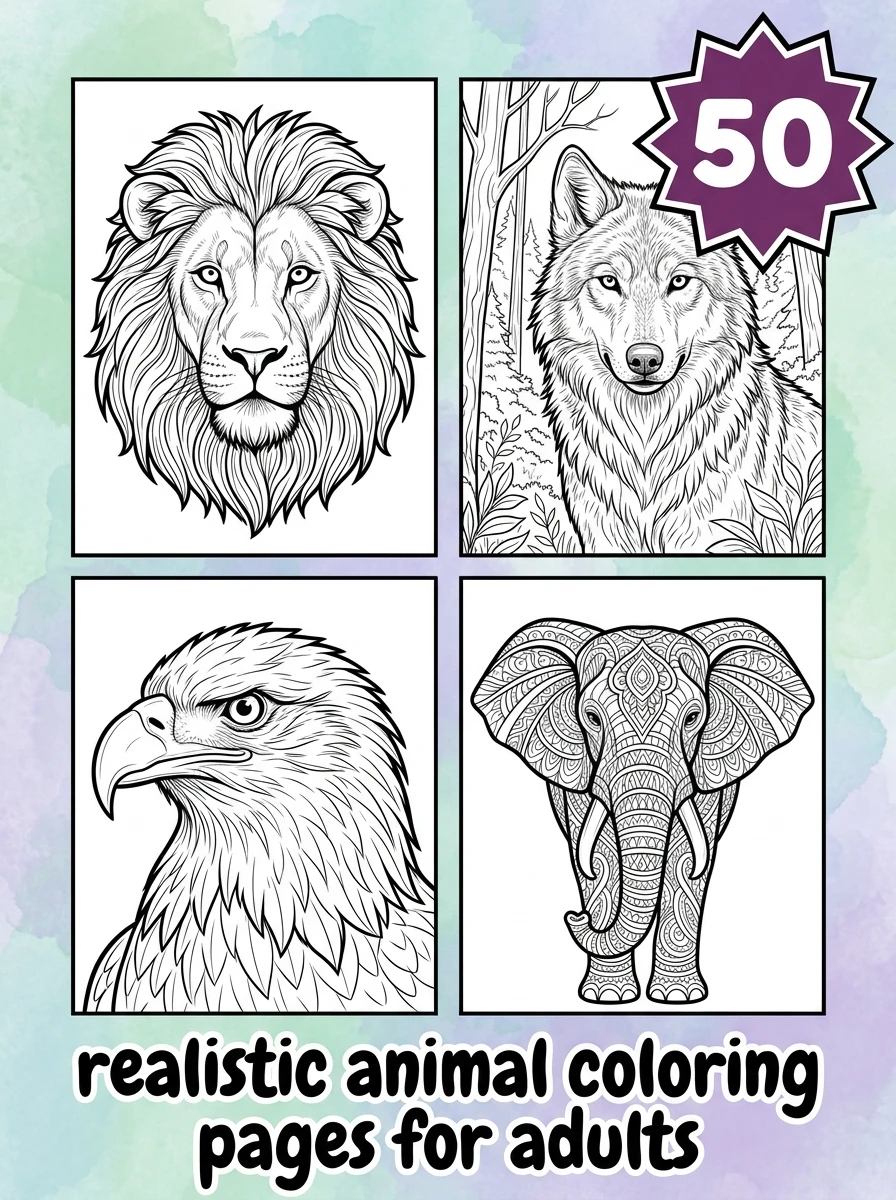 realistic animal coloring pages for adults